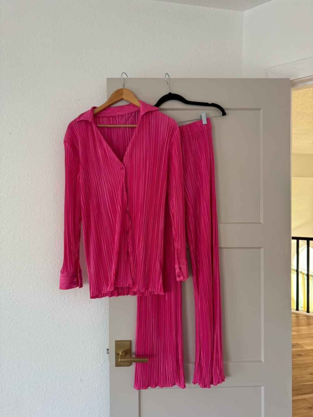Pleated Hot Pink Two-Piece Set SIZE SMALL